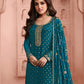 Anaita Turquoise Dola Jacquard Silk Sequin Embroidered Salwar Suit