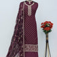 Anaita Purple Dola Jacquard Silk Sequin Embroidered Salwar Suit