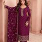 Anaita Purple Dola Jacquard Silk Sequin Embroidered Salwar Suit