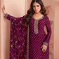 Anaita Purple Dola Jacquard Silk Sequin Embroidered Salwar Suit