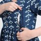 Yufta Blue Cotton Maternity Kurta Pant Set