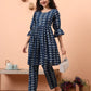 Yufta Blue Cotton Maternity Kurta Pant Set