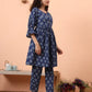 Yufta Blue Cotton Maternity A-Line Kurta Pant Set