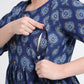 Yufta Blue Cotton Maternity A-Line Kurta Pant Set