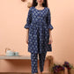 Yufta Blue Cotton Maternity A-Line Kurta Pant Set