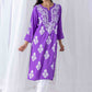 HOUSE OF KARI Floral Chikankari Embroidered Notched Round Neck Straight Kurta | Swadesiicart