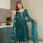 Lorenvalley Fashion Rama Noha Crush Silk with Embroidery Threads & Sequins Work Anarkali Sharara with Dupatta | Swadesiicart