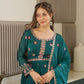 Lorenvalley Fashion Rama Noha Crush Silk with Embroidery Threads & Sequins Work Anarkali Sharara with Dupatta | Swadesiicart