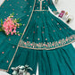 Lorenvalley Fashion Rama Noha Crush Silk with Embroidery Threads & Sequins Work Anarkali Sharara with Dupatta | Swadesiicart