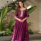 Lorenvalley Fashion Purple Noha Crush Silk with Embroidery Threads & Sequins Work Anarkali Gown with Dupatta | Swadesiicart