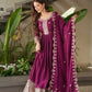 Lorenvalley Fashion Purple Noha Crush Silk with Embroidery Threads & Sequins Work Anarkali Gown with Dupatta | Swadesiicart