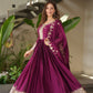 Lorenvalley Fashion Purple Noha Crush Silk with Embroidery Threads & Sequins Work Anarkali Gown with Dupatta | Swadesiicart
