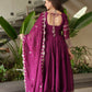 Lorenvalley Fashion Purple Noha Crush Silk with Embroidery Threads & Sequins Work Anarkali Gown with Dupatta | Swadesiicart