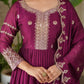Lorenvalley Fashion Purple Noha Crush Silk with Embroidery Threads & Sequins Work Anarkali Gown with Dupatta | Swadesiicart