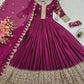 Lorenvalley Fashion Purple Noha Crush Silk with Embroidery Threads & Sequins Work Anarkali Gown with Dupatta | Swadesiicart