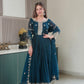 Lorenvalley Fashion Rama Noha Crush Silk with Embroidery Threads & Sequins Work Anarkali Gown with Dupatta | Swadesiicart