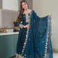 Lorenvalley Fashion Rama Noha Crush Silk with Embroidery Threads & Sequins Work Anarkali Gown with Dupatta | Swadesiicart
