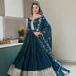 Lorenvalley Fashion Rama Noha Crush Silk with Embroidery Threads & Sequins Work Anarkali Gown with Dupatta | Swadesiicart