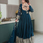 Lorenvalley Fashion Rama Noha Crush Silk with Embroidery Threads & Sequins Work Anarkali Gown with Dupatta | Swadesiicart