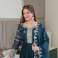 Lorenvalley Fashion Rama Noha Crush Silk with Embroidery Threads & Sequins Work Anarkali Gown with Dupatta | Swadesiicart