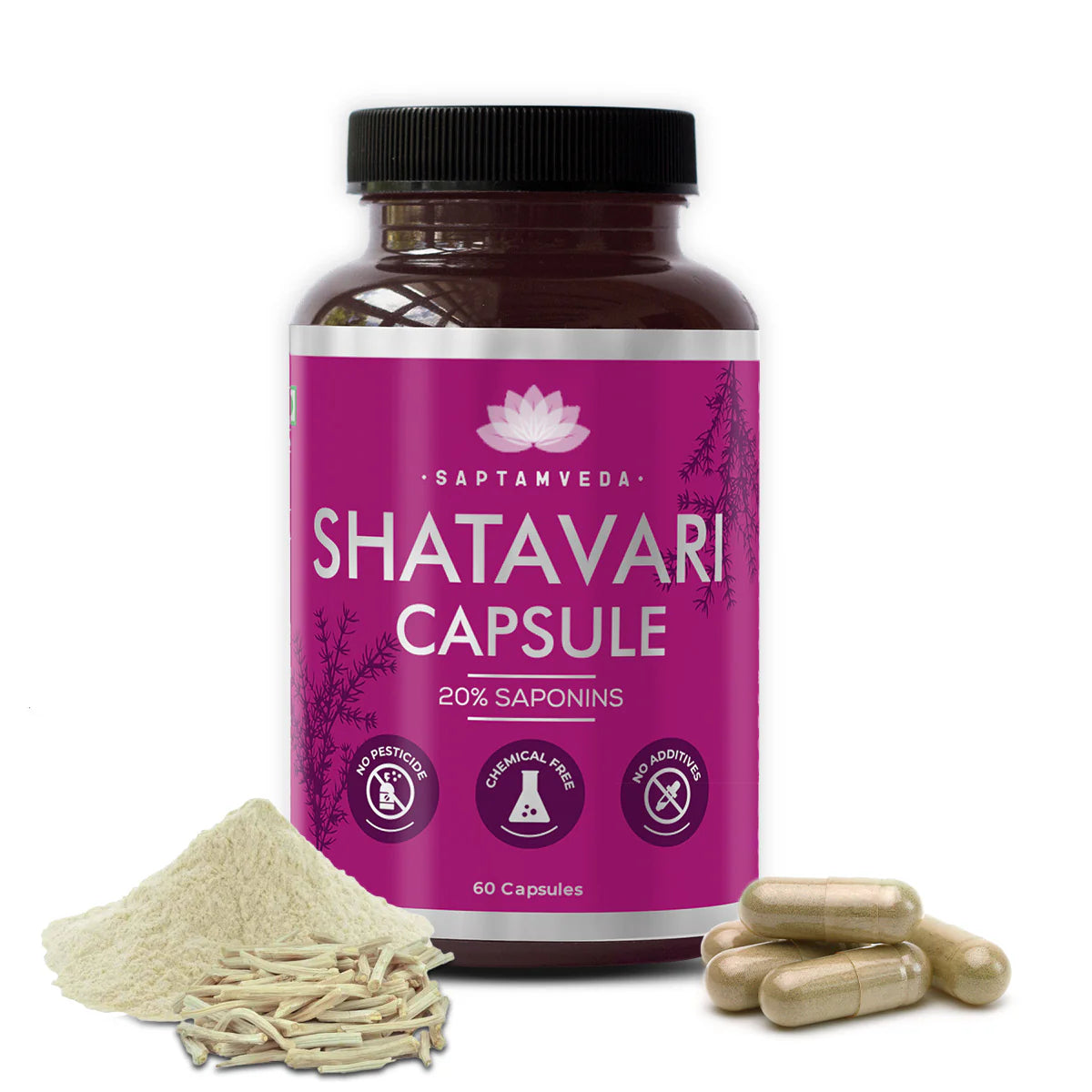 Saptamveda Organic Shatavari Capsules - Swadesiicart