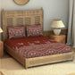 SPACES Warli Orange & White Printed Cotton 210 TC King Bedsheet with 2 Pillow Covers - Swadesiicart