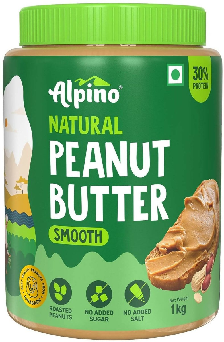 Alpino Natural Peanut Butter Smooth Unsweetened | Swadesiicart