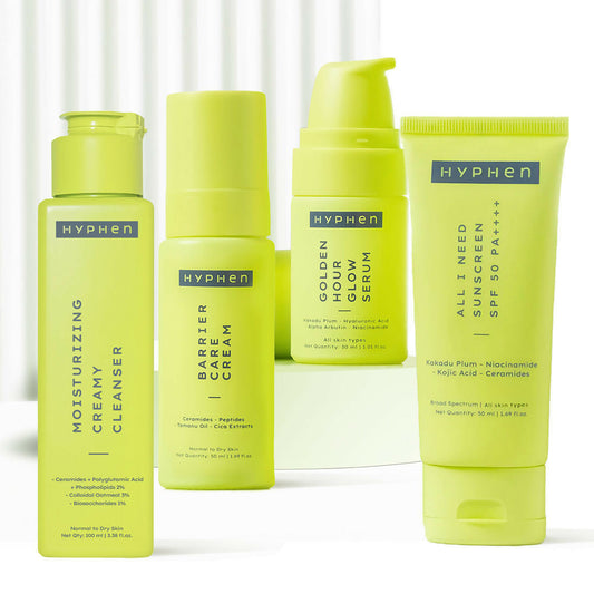 Hyphen By Kriti Sanon CSMS (Cleanser, Serum, Moisturizer, Sunscreen) Normal to Dry Skin Combo | Swadesiicart