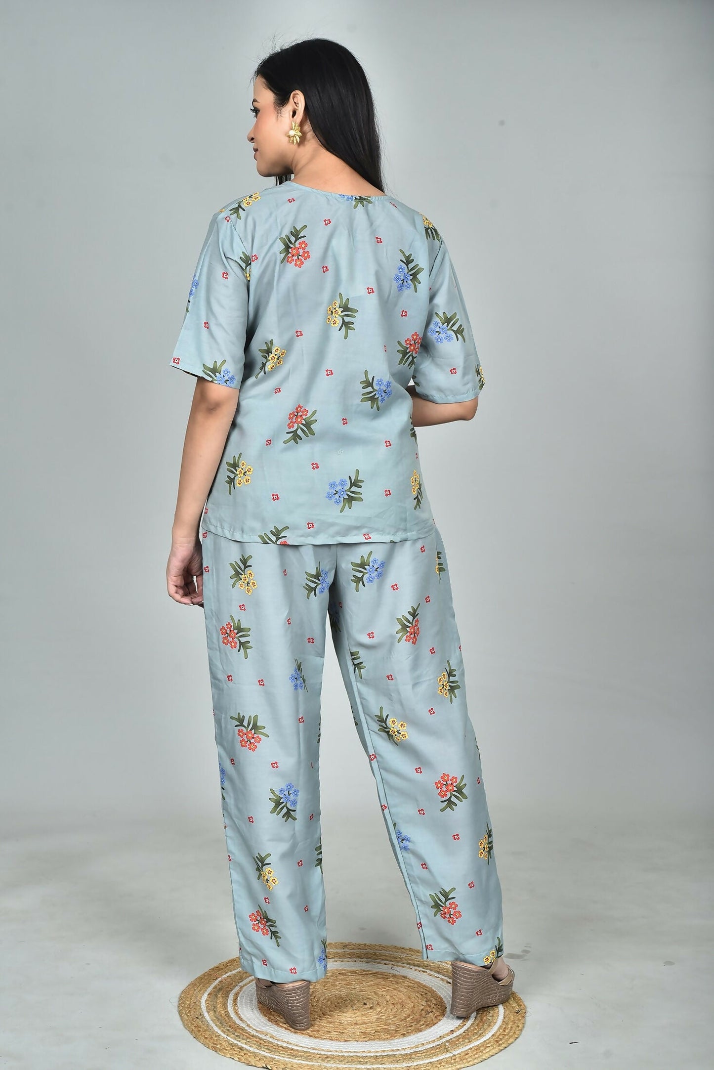 Morchari Digital Print Semi Muslin Co-Ord Set Top & Trouser-Multicolor - Swadesiicart