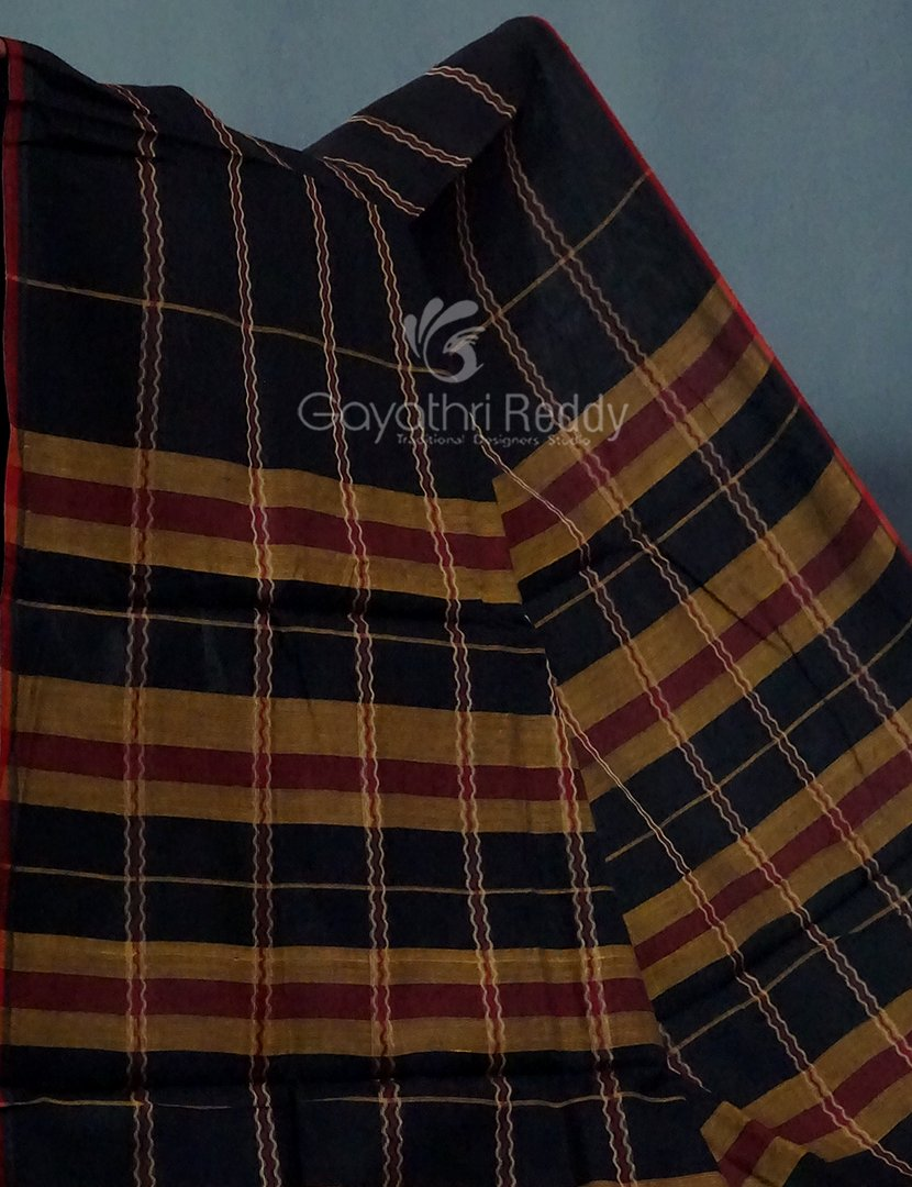Kalanetha Black Coloured Pure Narayanpet Cotton Saree By Gayathri Reddy Designer Studio | Swadesiicart