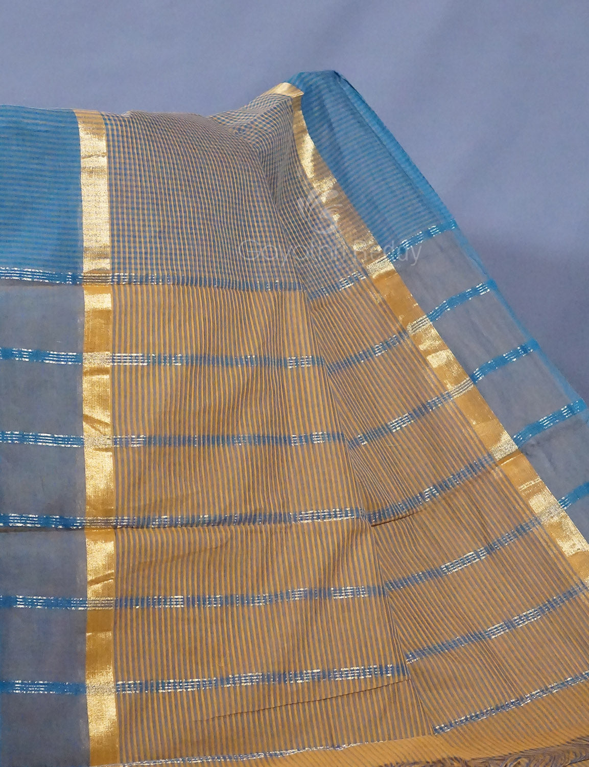 Dual Shade of Olive Grey And Dry Mehendi Pure Mangalgiri Cotton By Gayathri Reddy Designer Studio | Swadesiicart