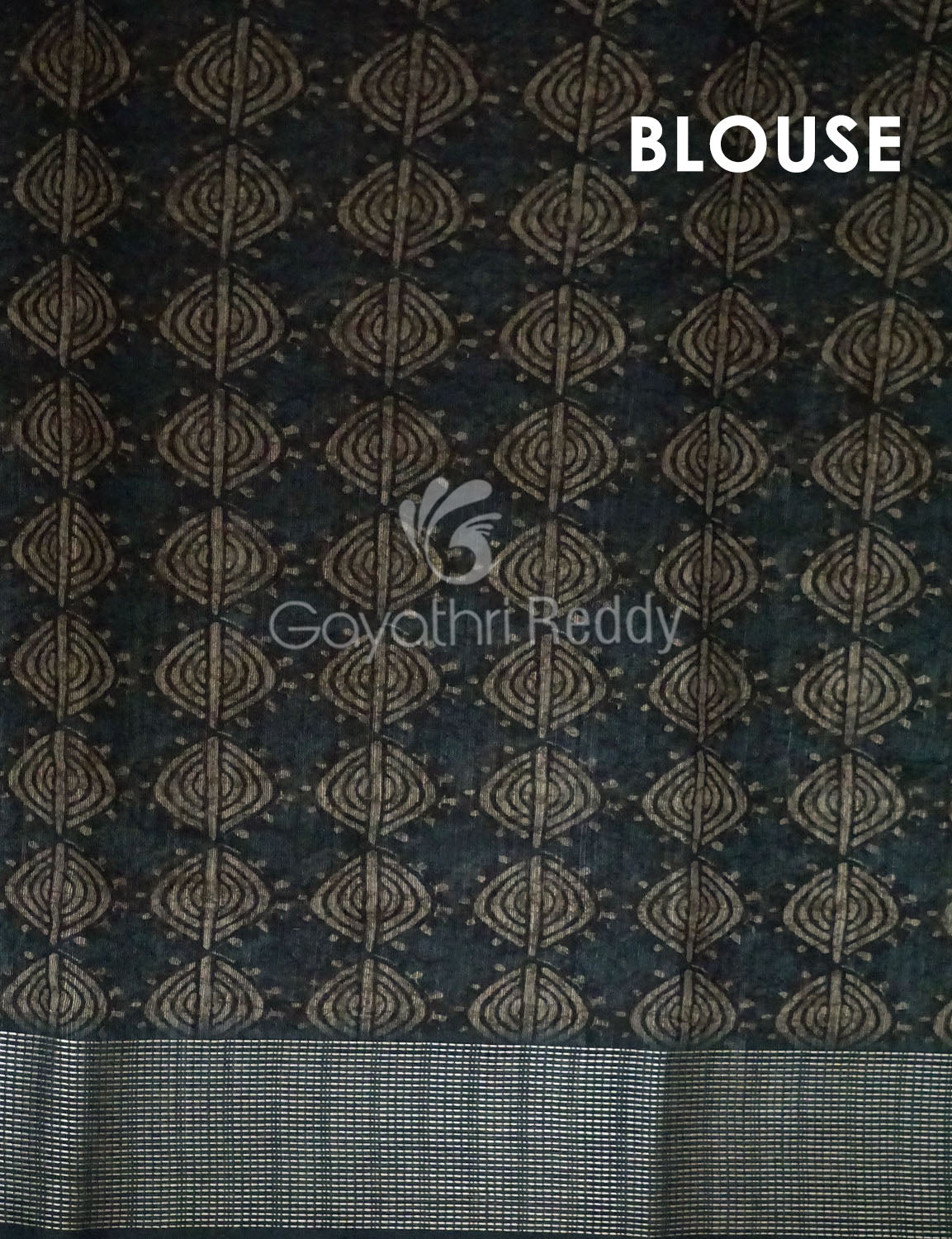 Bottle Green Printed Design Semi Chanderi Saree By Gayathri Reddy Designer Studio | Swadesiicart