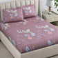 DREAM WEAVERZ 220 TC Pink & Blue Floral Glazed Cotton King Bedsheet with 2 Pillow Covers - Swadesiicart