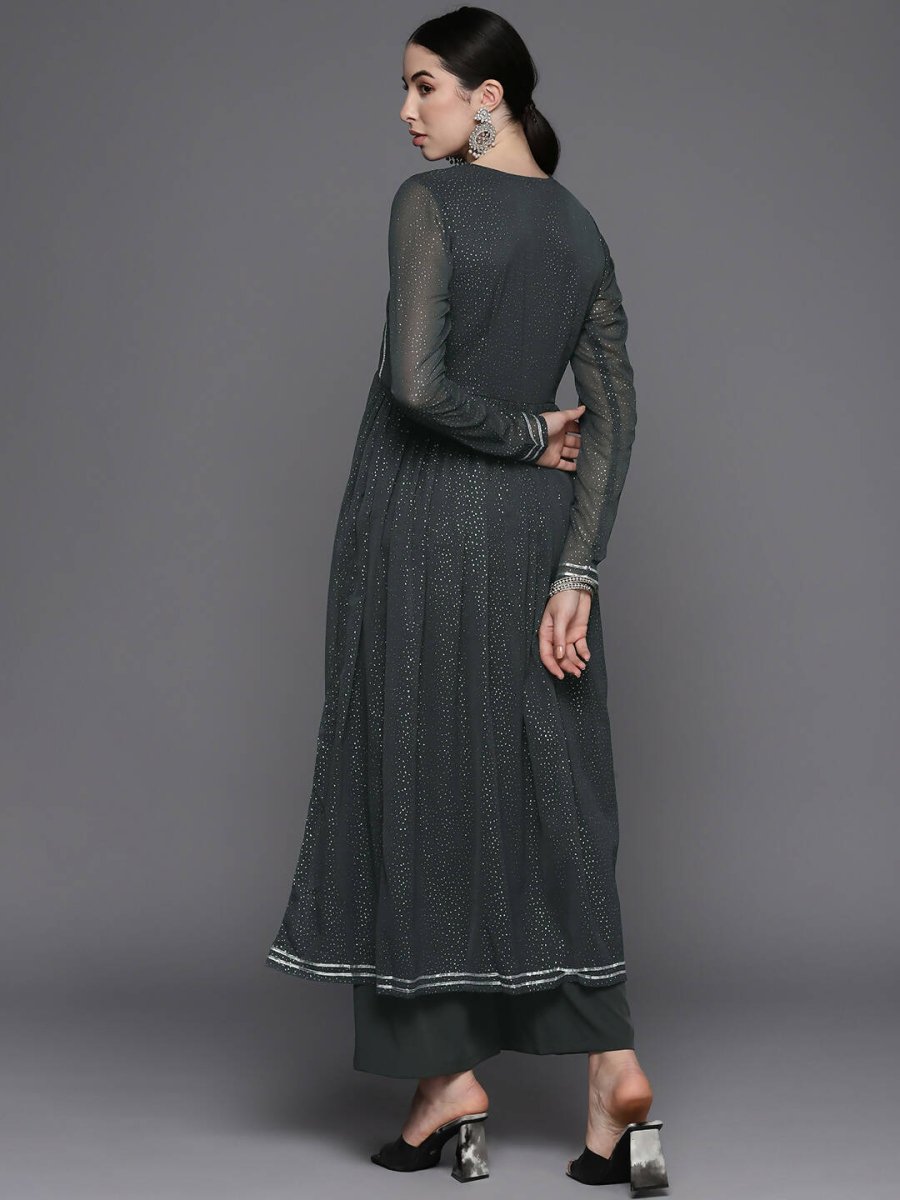 Ahalyaa Womens Kurta Set - Grey | Swadesiicart