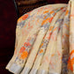 Light Wheat Colour Floral Print Semi Chanderi Saree By Gayathri Reddy Designer Studio | Swadesiicart