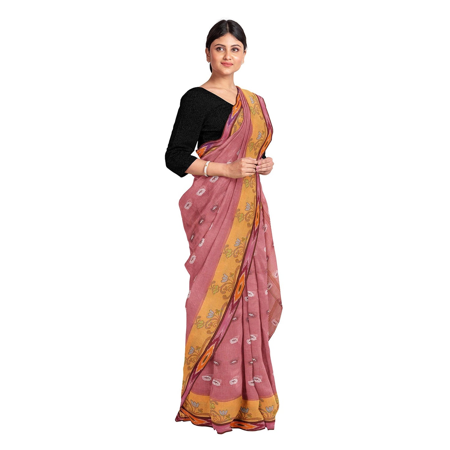 Exclusive Collection 100% Pure Cotton Mauve Tant Saree With Hand Weaving Work - Swadesiicart