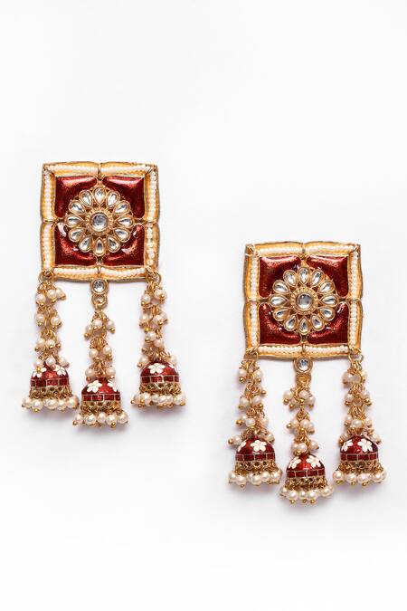 New Stylish Meenakari Red Jhumki Earring for Womens by House of Ree | Swadesiicart