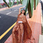 Anaita Brown Ajrakh Printed Pure Satin Silk Saree With Blouse
