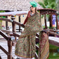 Anaita Dark Grey Ajrakh Printed Pure Satin Silk Saree With Blouse