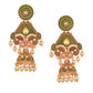Shoshaa Green & Gold-Toned Contemporary Jhumkas Earrings | Swadesiicart