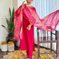 The52 Women's Beautiful Viscose Embroidery work Straight Kurta with Pant and Dupatta Set - Swadesiicart