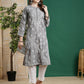 ADA Women Grey & White Chikankari Embroidered Straight Kurta | Swadesiicart
