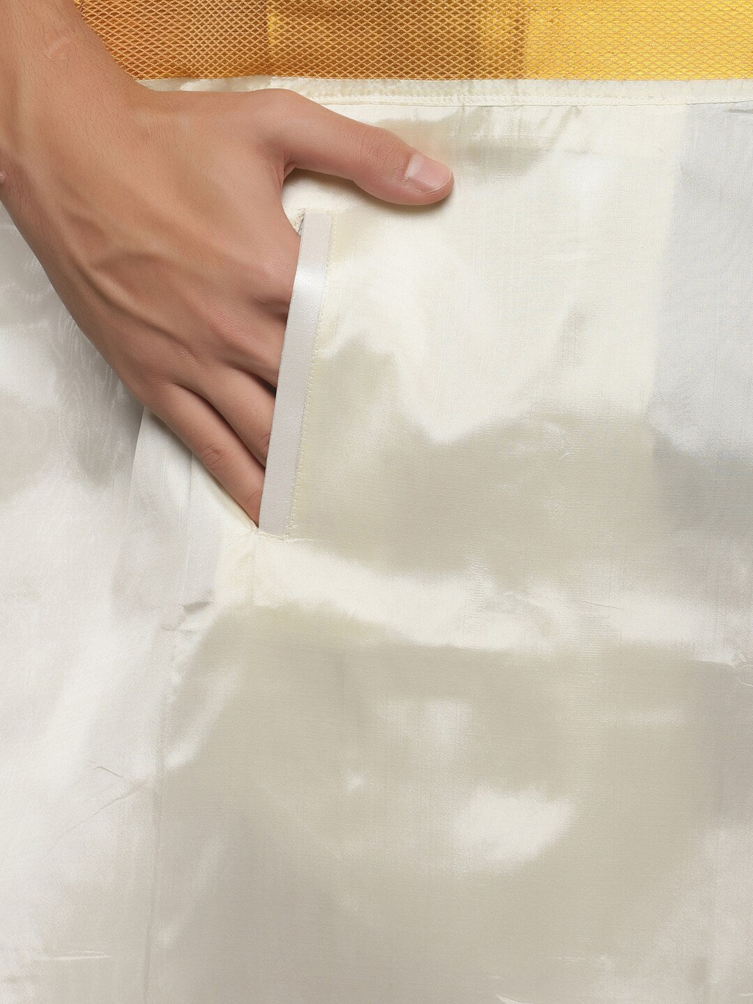 Sethukrishna Cream-Coloured Solid Dhoti For Men | Swadesiicart
