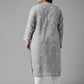ADA Women Plus Size Grey Floral Embroidered Chikankari Kurta | Swadesiicart