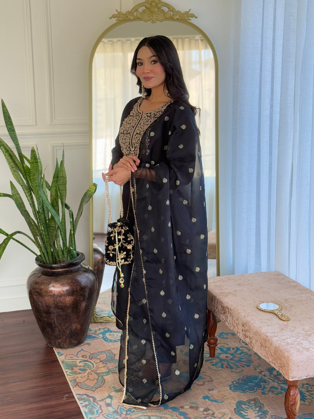 The52 Women Embroidery Work with Viscose Fabric Straight Kurta, Pant and Dupatta Set - Swadesiicart
