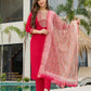 The52 Women's Beautiful Rayon Embroidery work Straight Kurta with Pant and Dupatta Set - Swadesiicart