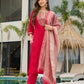 The52 Women's Beautiful Rayon Embroidery work Straight Kurta with Pant and Dupatta Set - Swadesiicart