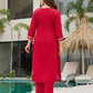 The52 Women's Beautiful Rayon Embroidery work Straight Kurta with Pant and Dupatta Set - Swadesiicart