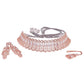 Saraf RS Jewellery Rose Gold-Polished White AD Studded Jewellery Set With Maang Tika - Swadesiicart