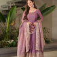Lorenvalley Fashion Lavender Fendy Satin Embroidery Sequins Work Anarkali Gown with Dupatta | Swadesiicart